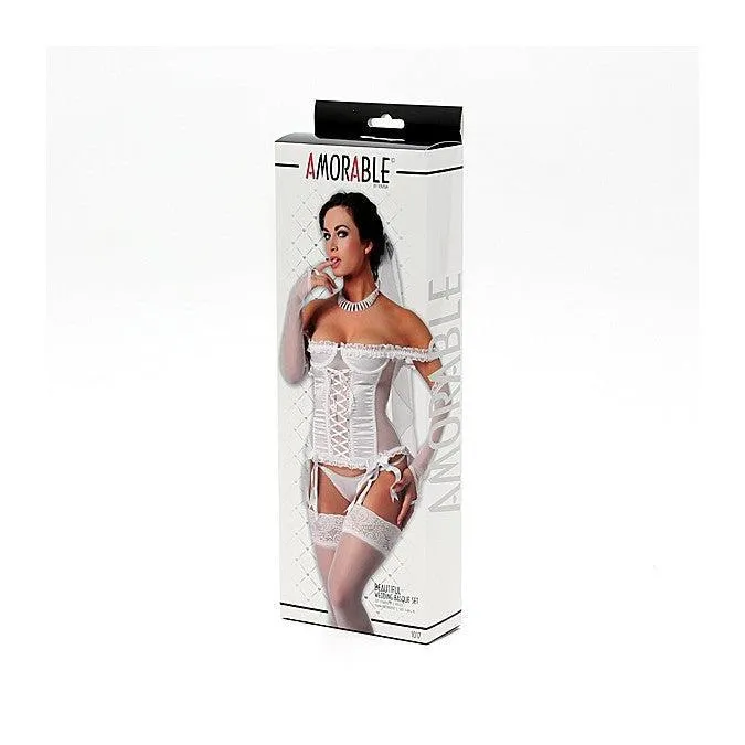 Anal | Amorable by Rimba Amorable - Bruidscorset Set 7-delig Inclusief Kousen , String En Sluier