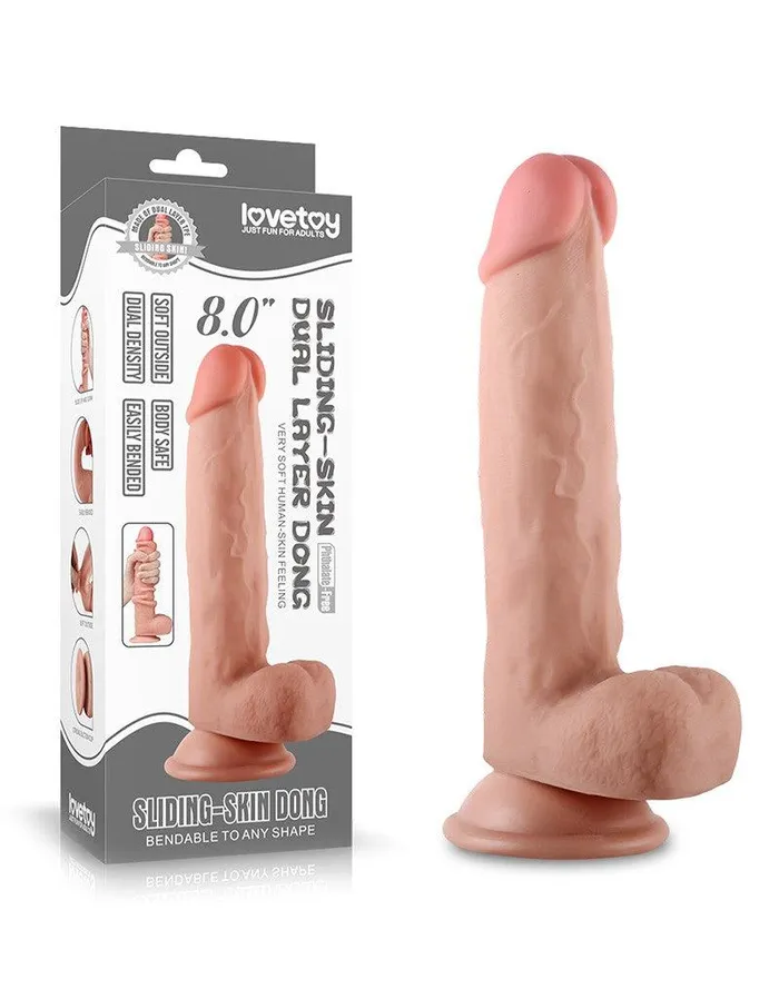 Dildos | Lovetoy - Dildo Met glijdende huid 20 cm - Lichte Huidskleur - Lovetoy Dildos | Lovetoy - Dildo Met glijdende huid 20 cm - Lichte Huidskleur - Lovetoy