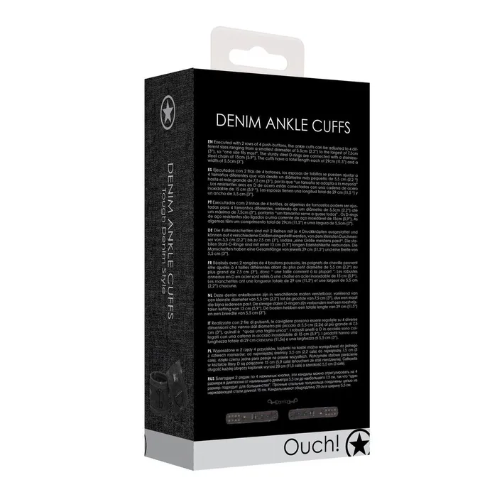 Ouch! Anal | Denim Ankle Cuffs - Roughend Denim Style - Black