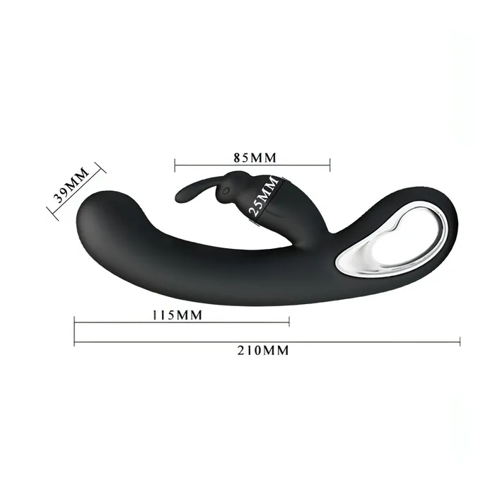Pretty Love Webb Vibratore Rabbit in silicone medicale totalmente anallergico con 12 diversi programmi di vibrazione - Ricaricabile, Nero | Female Sex Toys