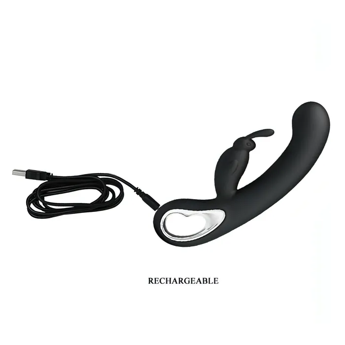 Pretty Love Webb Vibratore Rabbit in silicone medicale totalmente anallergico con 12 diversi programmi di vibrazione - Ricaricabile, Nero | Female Sex Toys