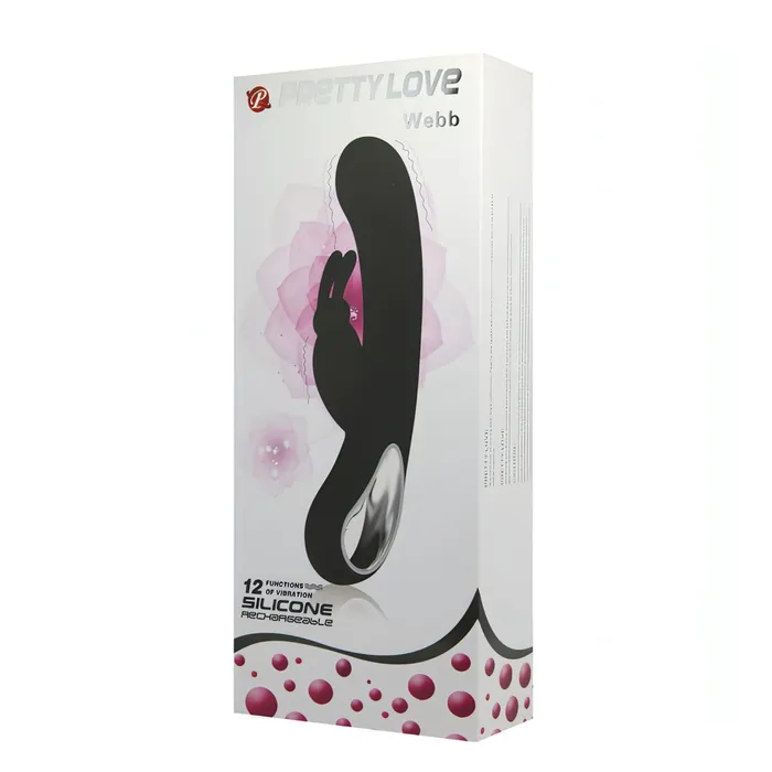 Pretty Love Webb Vibratore Rabbit in silicone medicale totalmente anallergico con 12 diversi programmi di vibrazione - Ricaricabile, Nero | Female Sex Toys